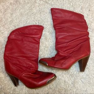 Zodiac Red Slouch Heeled Boots Sz 6.5